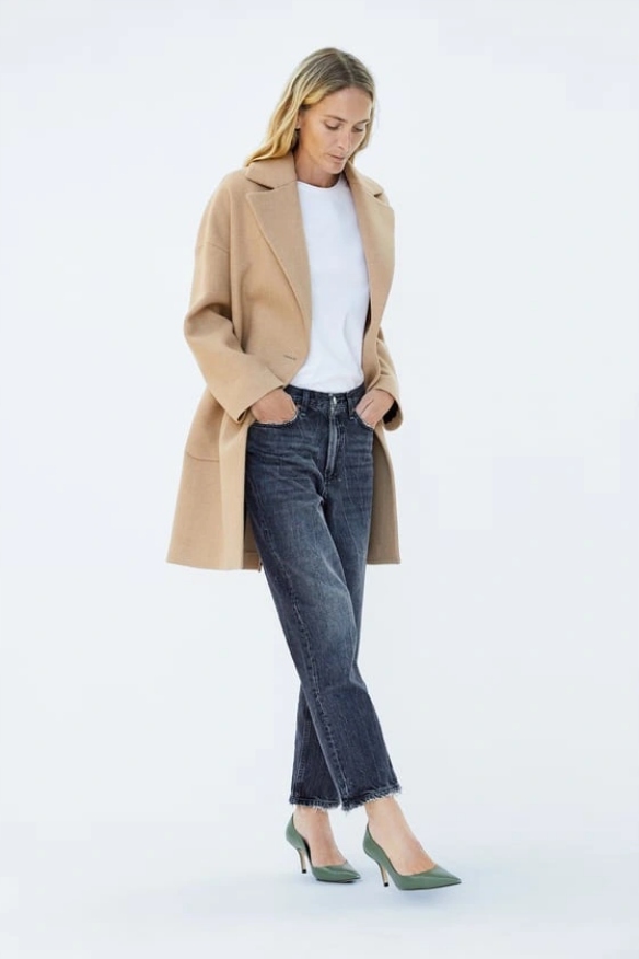 ZARA WOMAN płaszcz oversize wełna camel beż XS-S