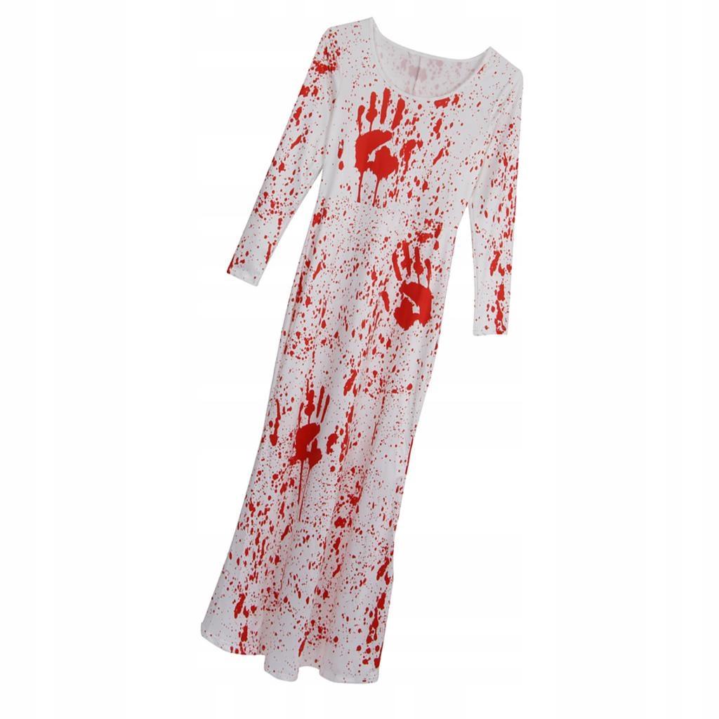 Straszna długa sukienka z krwią palmy Kostium na