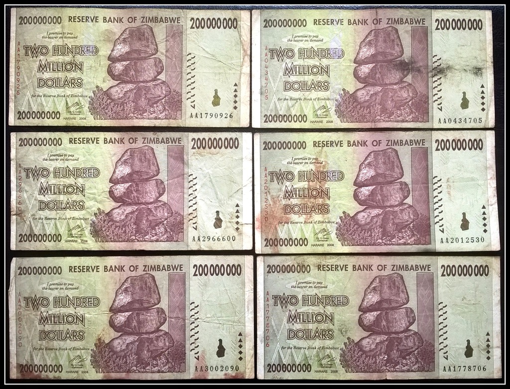 #047. Banknot Zimbabwe 200 000 000$ 2008r. Seria AA Obiegowy