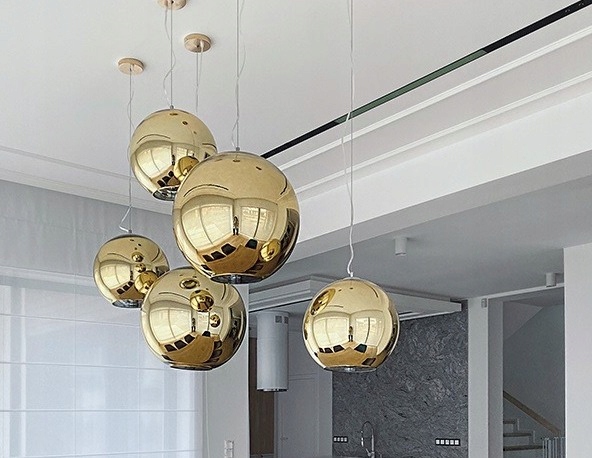 Lampa wisząca kula ball nordic złota 3 szt dixon