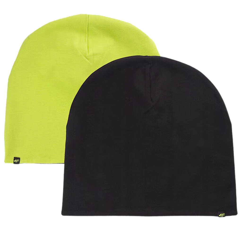 Czapka Dwustronna 4F Chłopięca Dziewczęca Wiosenna Jesienna Beanie Czarna