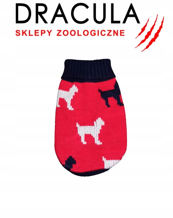 Czerwony sweterek z pieskami dla psa 26cm #6