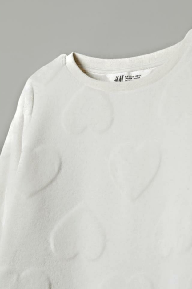 bluza swterek HM H&M dziewczęca biała serca
