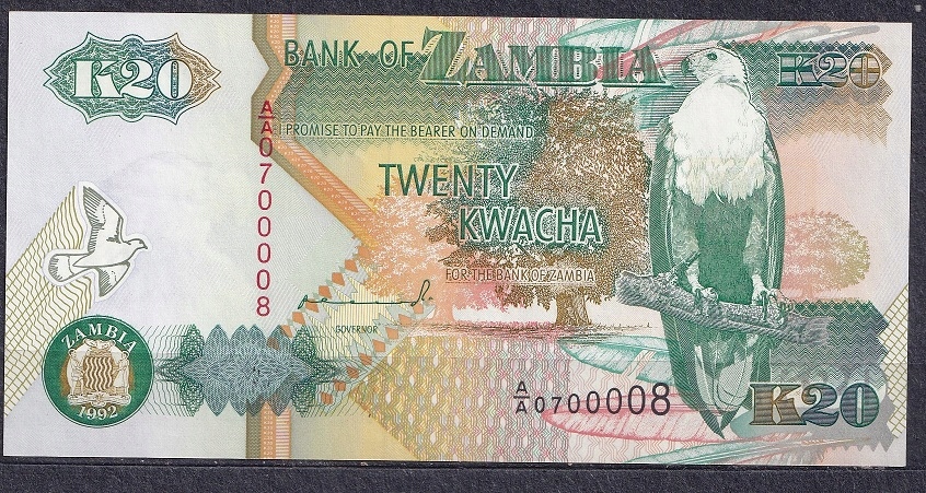 Zambia 1992.. 20 + 50 kwacha.. P36a+ P37a....UNC