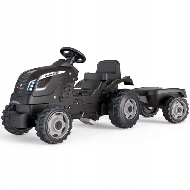 SMOBY Traktor XL Czarny na Pedały z Przyczepką