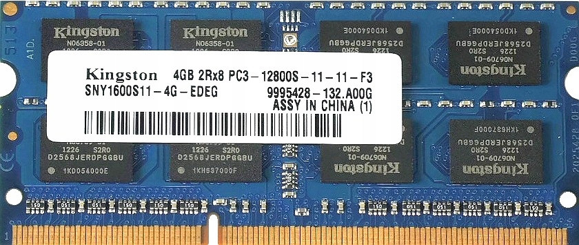 Pamięć RAM do laptopa KINGSTON 4GB PC3-12800S 1600MHz SNY1600S11-4G-EDEG