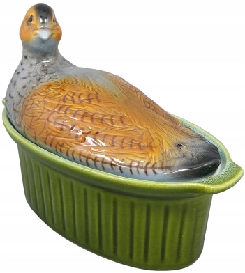 Przepiękny pojemnik z przepiórką - porcelana Francja