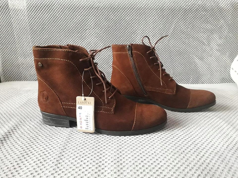 Buty skóra trzewiki 40 jak 41 brązowe rude