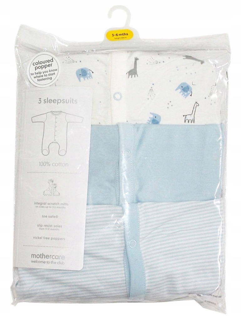 Mothercare bawełniane pajacyki piżamki 3szt. r. 80