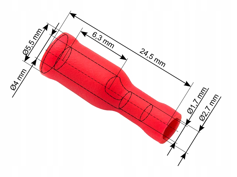 Konektor izol.gn. 4,0/24,5mm czerwony (1PH)