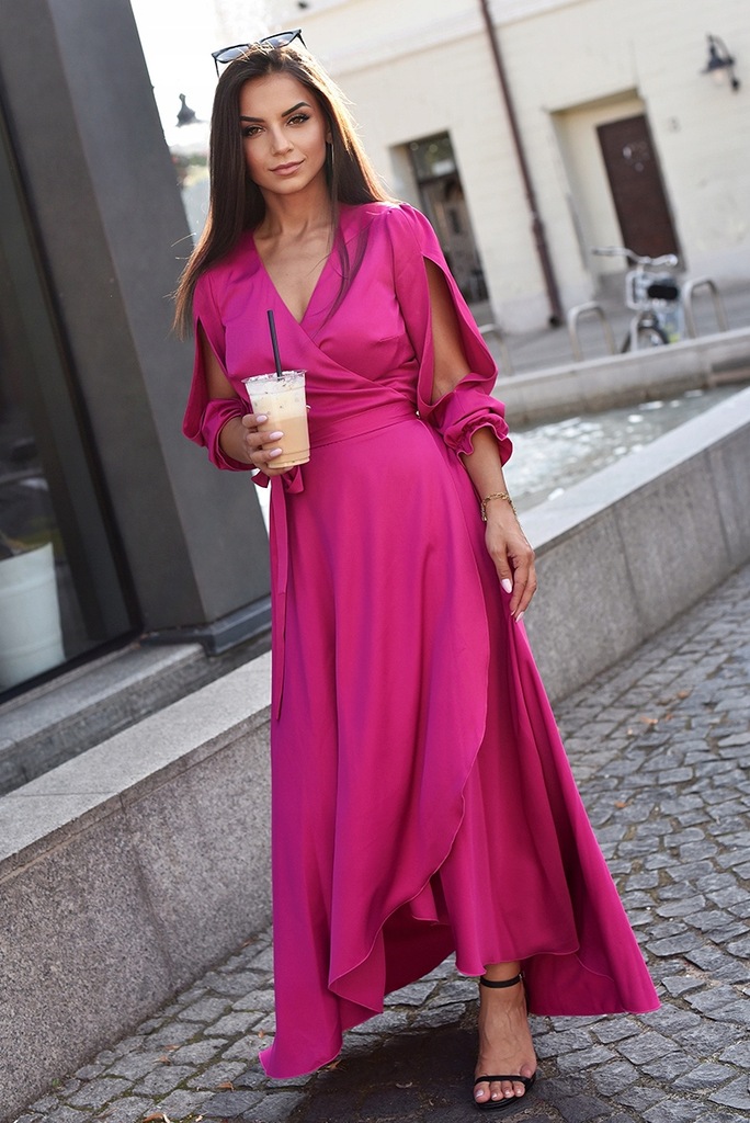 Sukienka STELLA Loudress Maxi FUKSJA wesele r.44