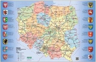 Mapa drogowo-administracyjna Polski. Podkladka...