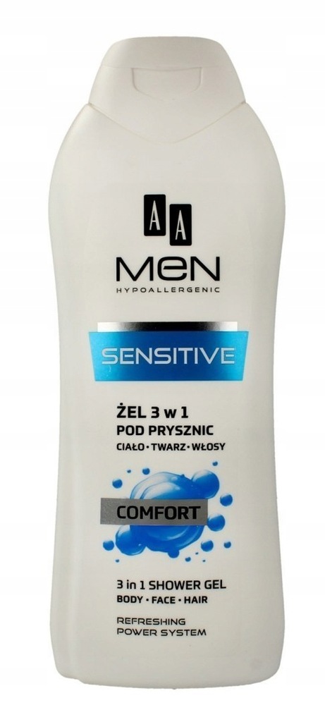 AA Men Sensitive Żel pod prysznic 3w1 Comfort 400m