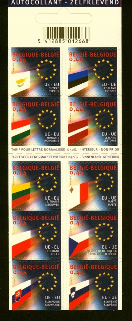 BELGIA** Rozszerzenie Unii Europejskiej, polska flaga, zeszycik Mi 3342-51