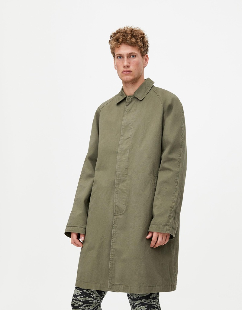 PULL & BEAR__XDP KHAKI PŁASZCZ MĘSKI__L