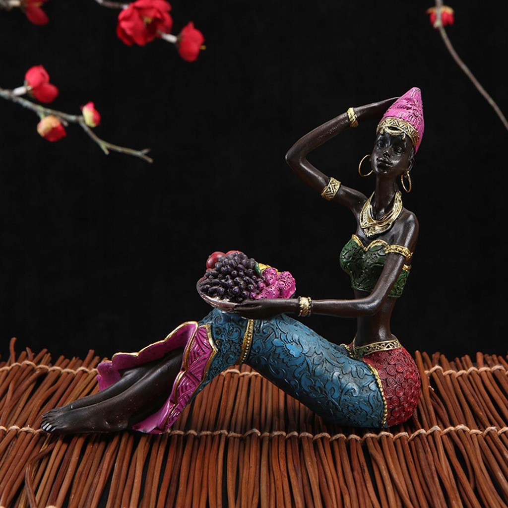 Beautiful African Tribal Women Figures Craft Tabletop A 16.5x6x15cm