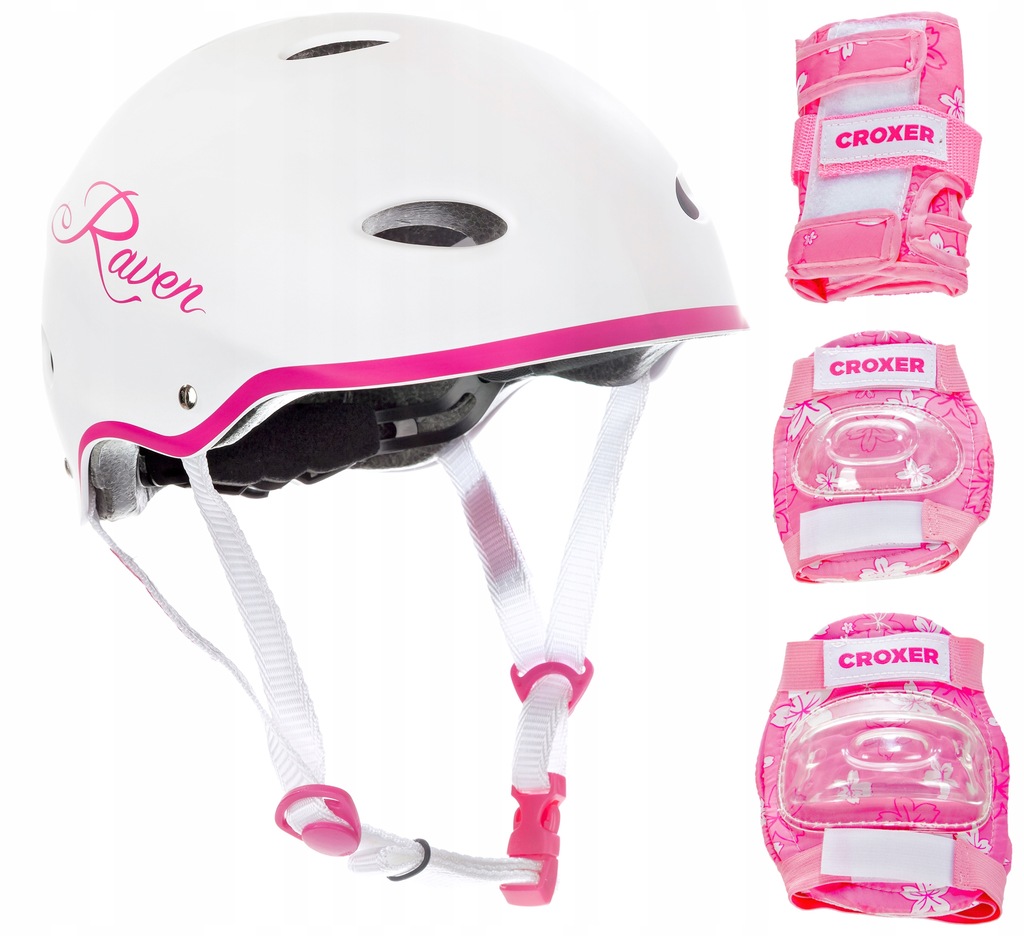 Zestaw Kask Raven F511 Pink S + ochraniacze Croxer Fibre