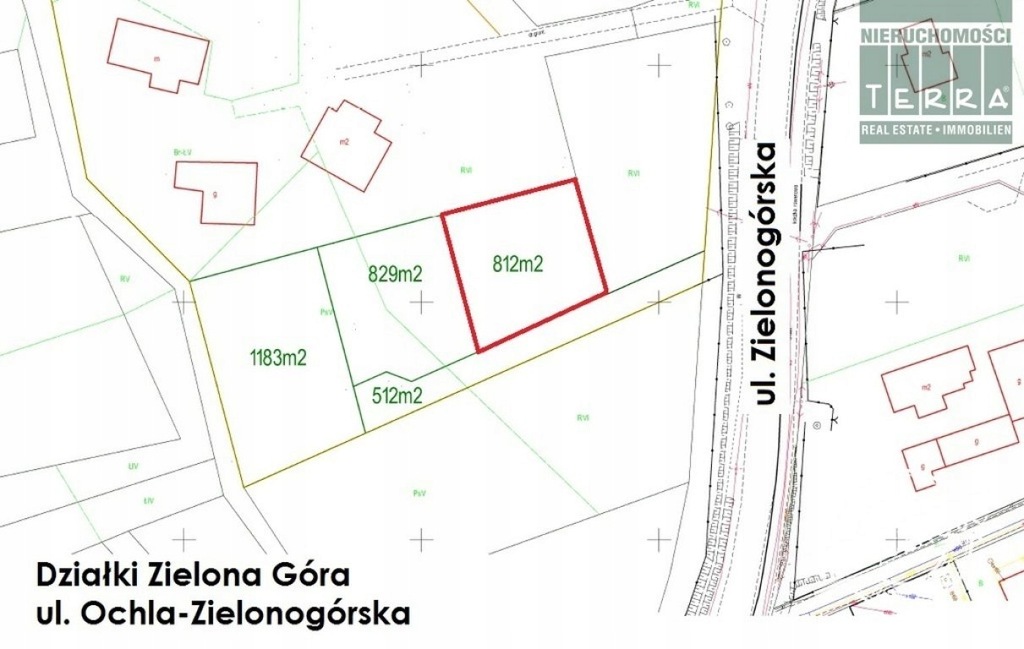 Działka Zielona Góra, zielonogórski, 812,00 m²