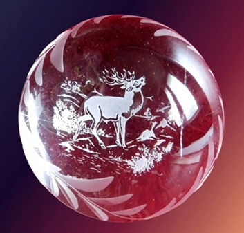 SZKLANY PRZYCISK DO PAPIERU NR 13 MOTYWY MYŚLIWSKIE JELEŃ