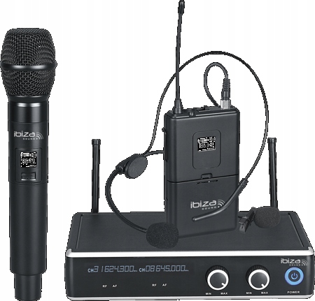 Zestaw mikrofonów bezprzewodowych Ibiza Sound DR20UHF-HB