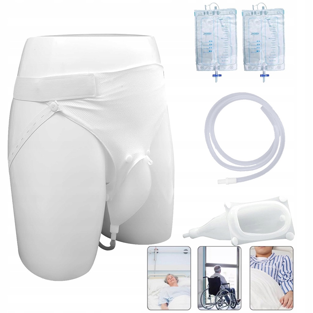 BIELIZNA MĘSKA WOREK NA CEWNIK NOCNY KOLEKTOR MOCZU ODDYCHAJĄCY 2SZT