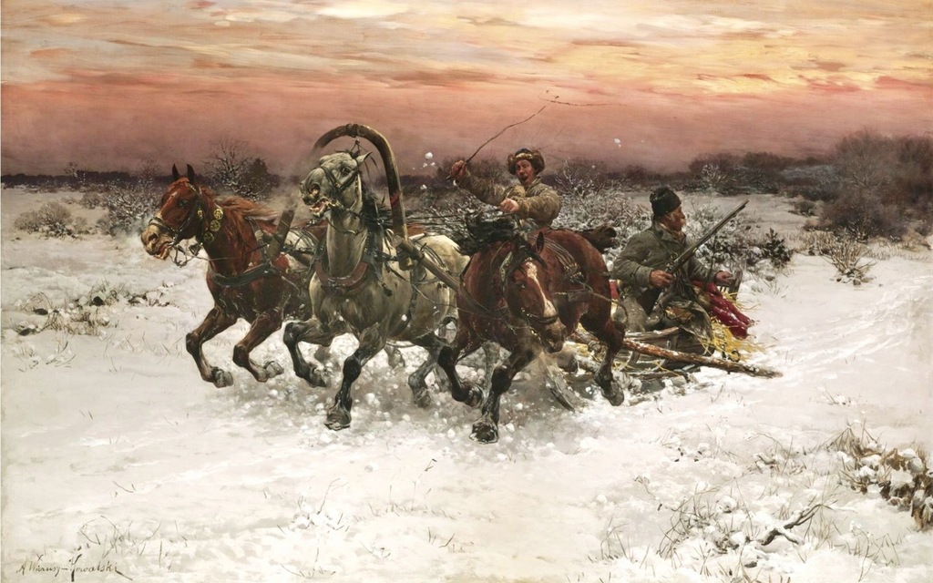 Wierusz - Trojka ścigana przez wilki III - 80x50