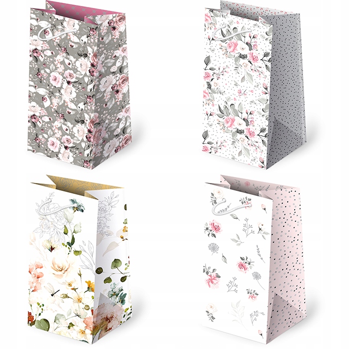 TORBA OZDOBNA NA PREZENT KWIATY 10x22x6 10 szt