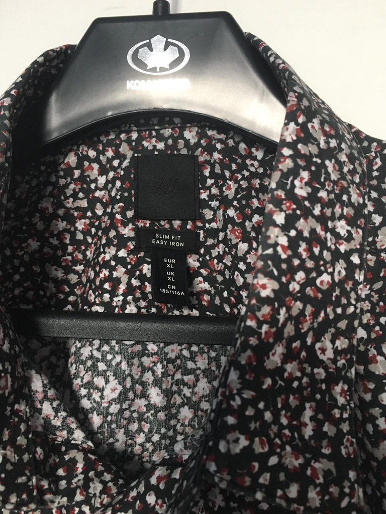 Koszula motyw kwiecisty H&M, nowa xl, slim fit