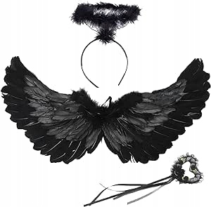 Shengruili Czarne skrzydła anioła akcesoria do kostiumu