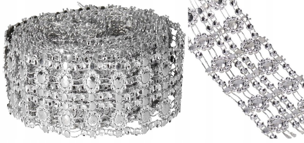 TAŚMA CYRKONIE PAS DIAMENTOWY OZDOBNY 4 CM X 3 M