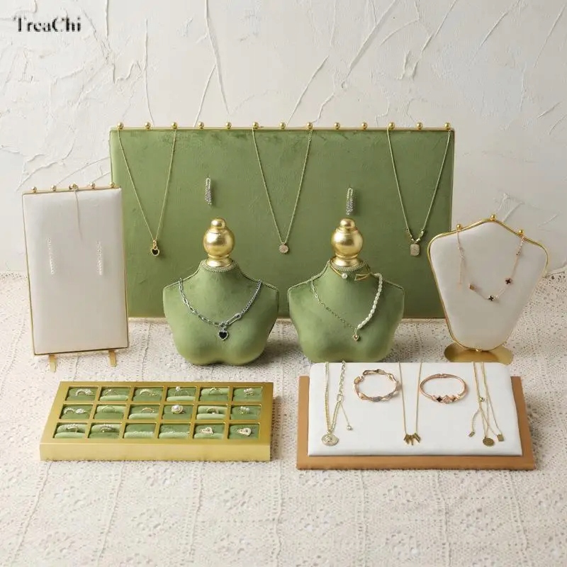 Jewelry Rack Display Fruit Green Velvet Cloth Window Neckl Ring Jewelry