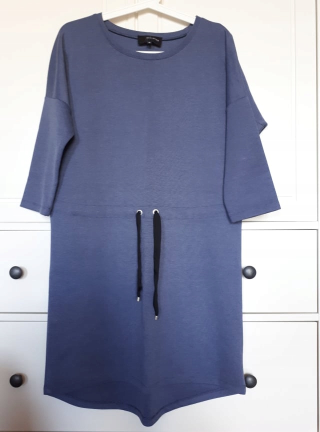 RESERVED sukienka 38 M niebieska wiązana w pasie
