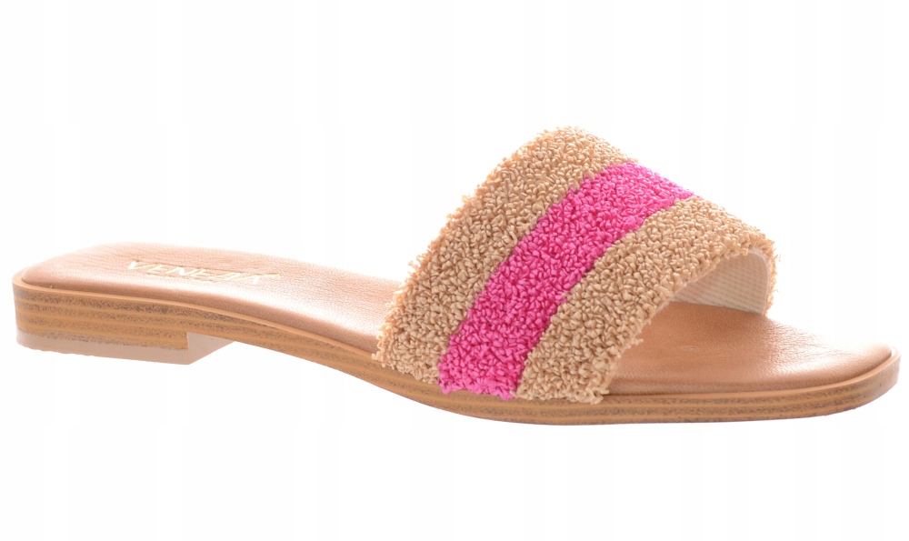 VENEZIA DAMSKIE BEŻOWE KLAPKI NA PŁASKIM OBCASIE 39