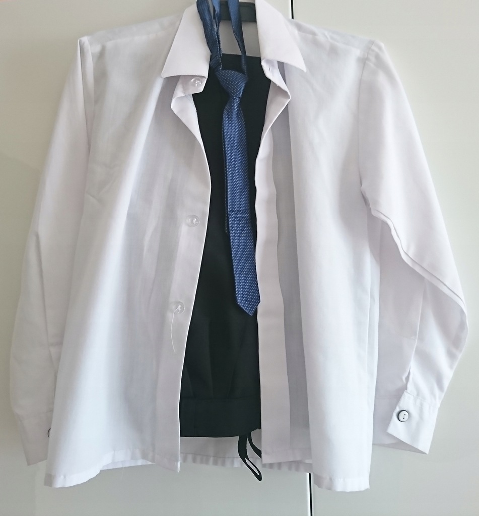 Elegancki zestaw 110 104 krawat biała koszula TANI