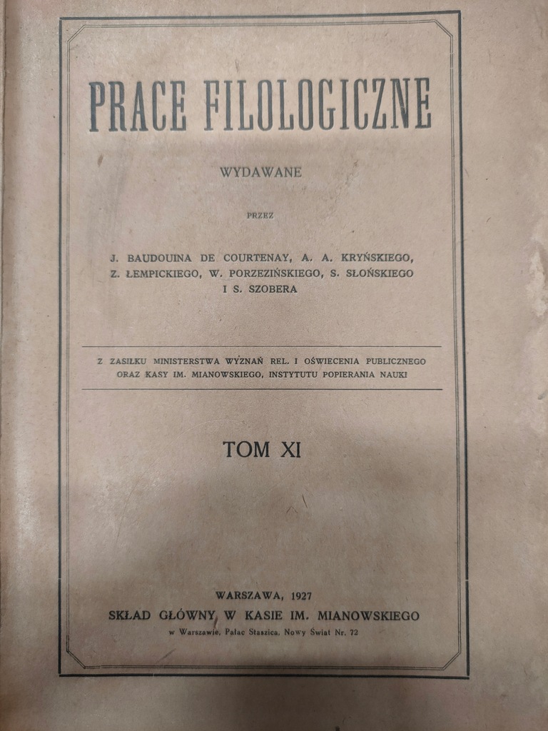 PRACE FILOLOGICZNE tom XI 1927