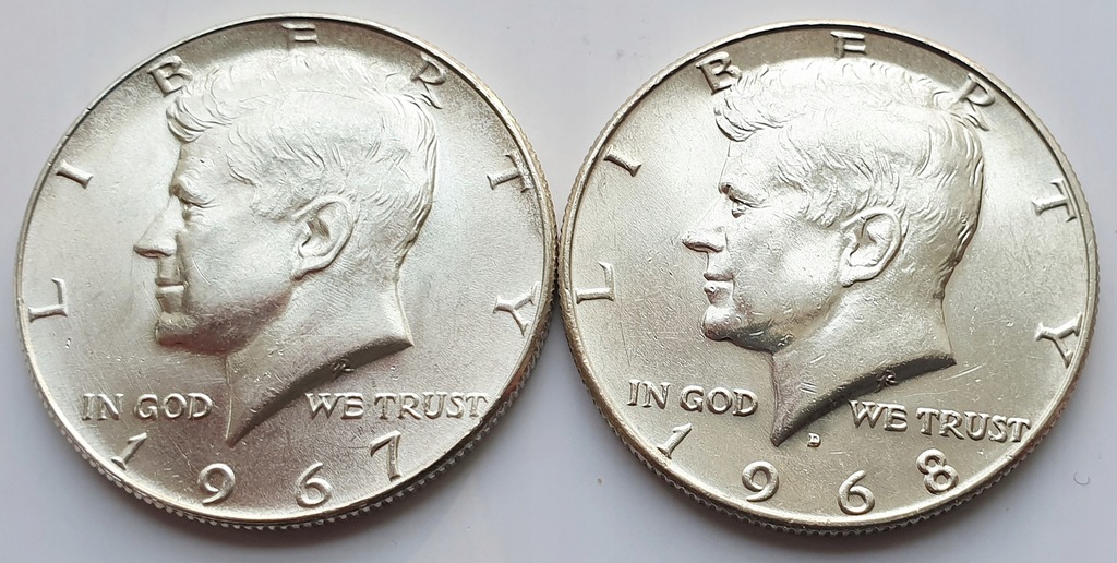1/2 DOLARA - DWIE MONETY - HALF DOLLAR KENNEDY 1967 i 1968D