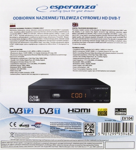Купить DVB-T ТЮНЕР ЦИФРОВОЙ ТВ-ДЕКОДЕР DVBT-2 SCART HDMI: отзывы, фото, характеристики в интерне-магазине Aredi.ru