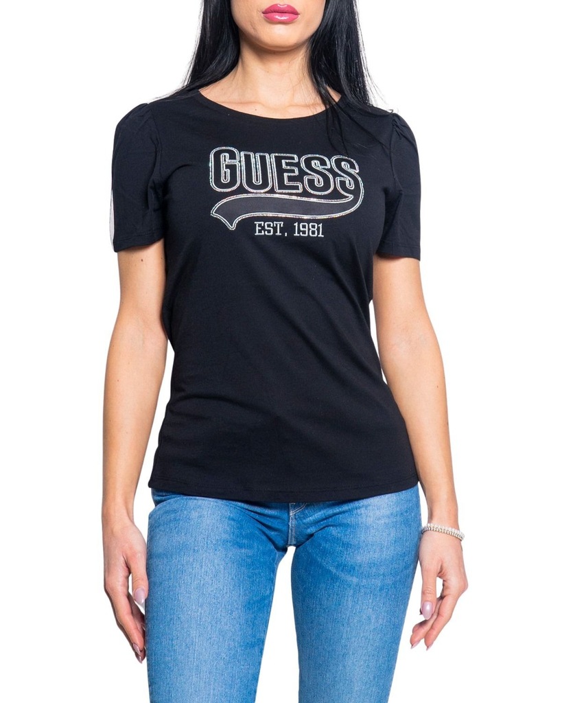 GUESS KOBIET CZARNY T-SHIRTY L INT