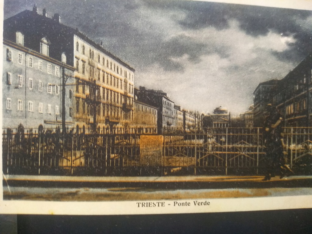 Pocztówka. Trieste Ponte Verde ok. 1925 kolorowa vintage