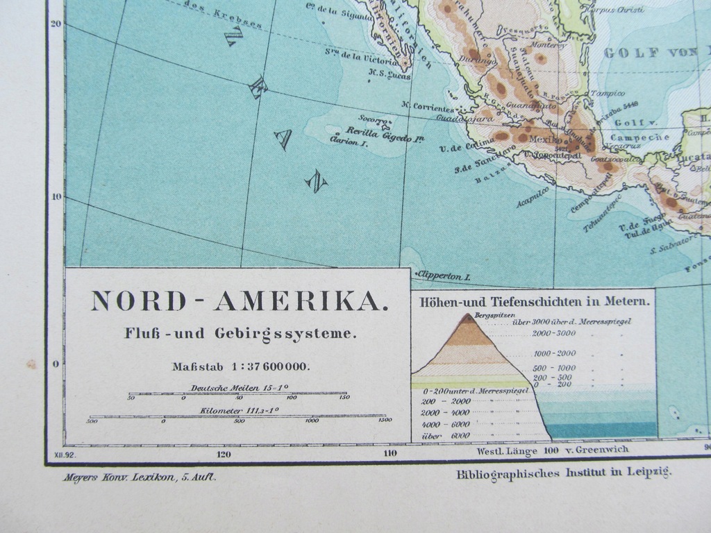 Купить Физическая карта СЕВЕРНОЙ АМЕРИКИ 1893 года: отзывы, фото, характеристики в интерне-магазине Aredi.ru