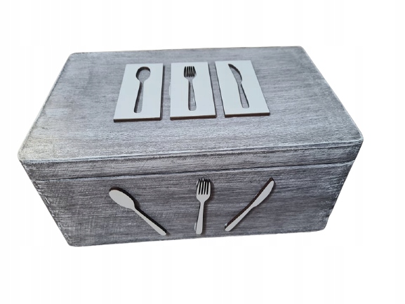 Drewniane pudełko na sztućce