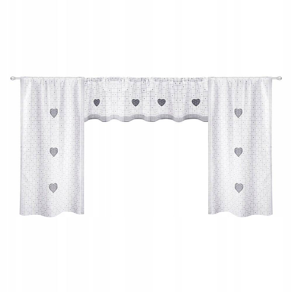 KOMPLET zasłon kuchni poliestrowy 3szt. ZESTAW