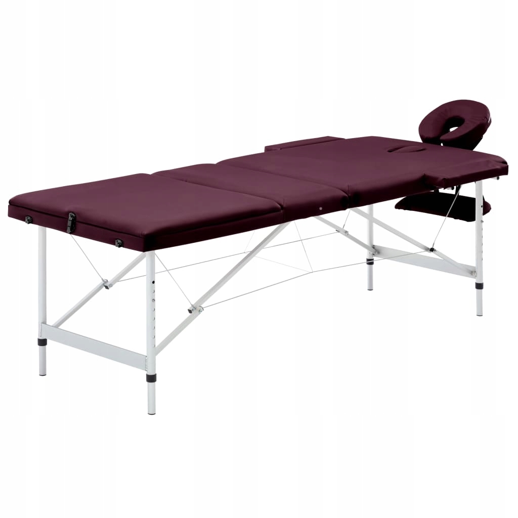 Składany stół do masażu, 3 strefy, aluminiowy, win