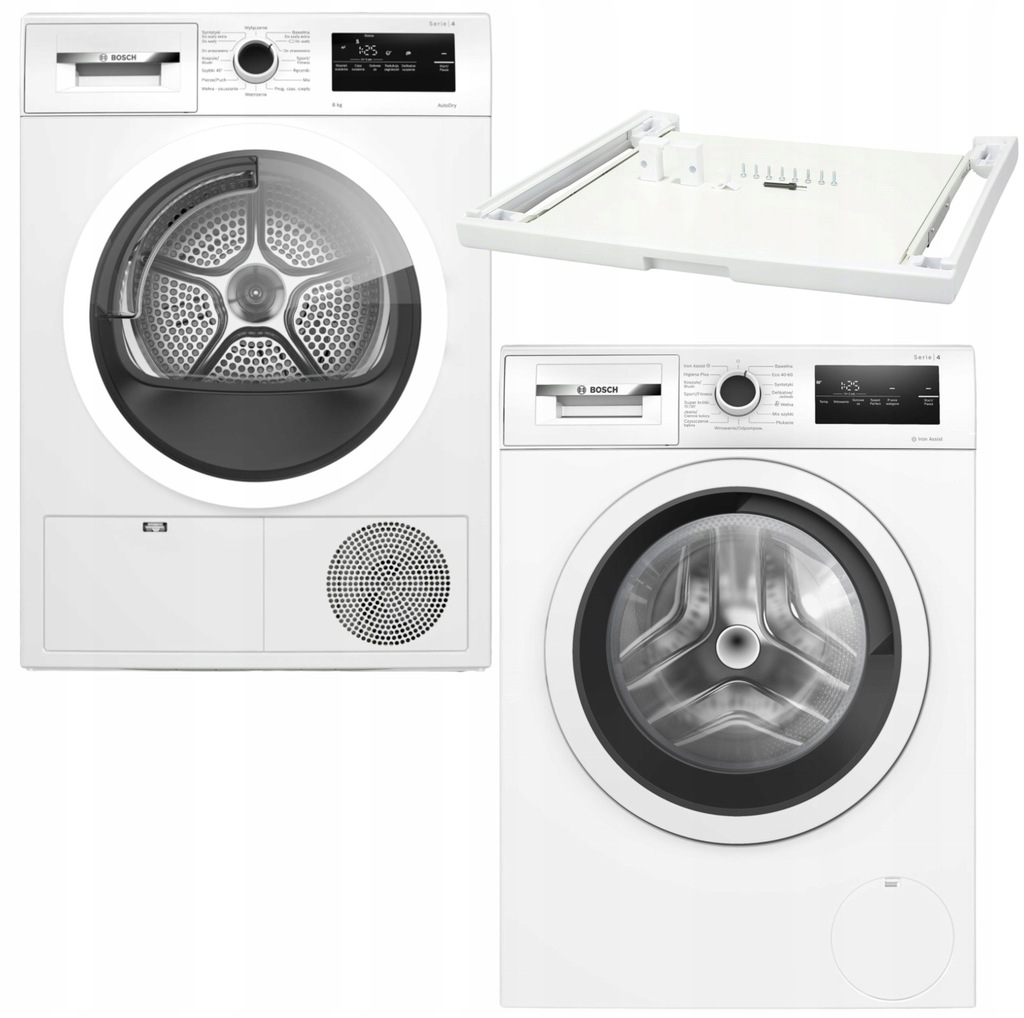 Zestaw Bosch Pralka WAN2813GPL + Suszarka WTH 85V1GPL + Łącznik WTZ 11400