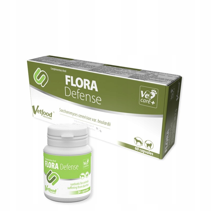 Flora Defense 60 caps hamuje biegunkę PIES KOT