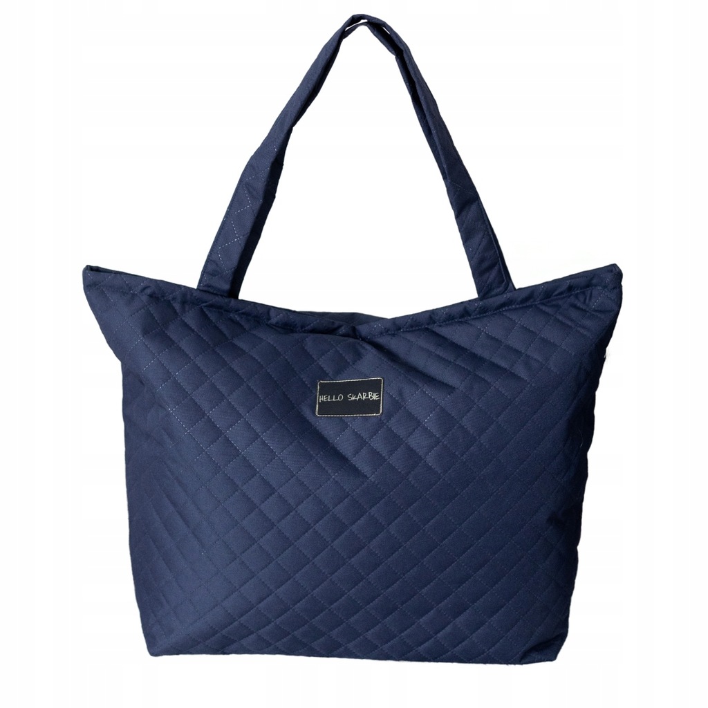 Pojemna torba ozdobna granatowa dla mamy do szpitala wyprawka poród rozm.XL