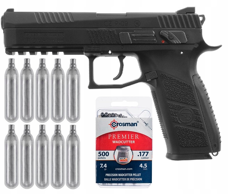 Wiatrówka ASG CZ P09 CO2 GBB 4,5 ZESTAW ŚRUT+CO2 11568090307