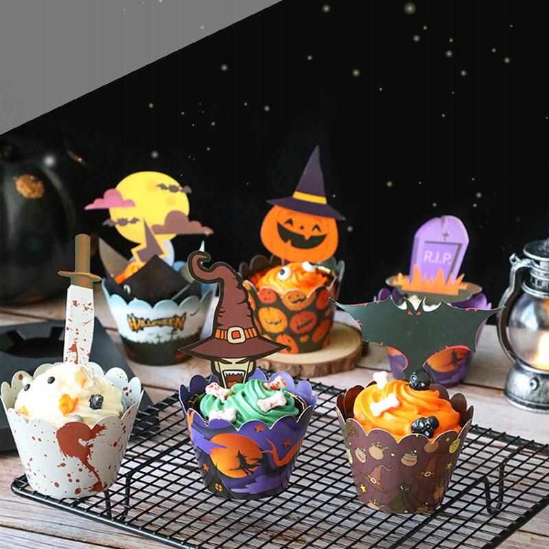 24 sztuk/zestaw Bat Witch Halloween dekoracje Cupc