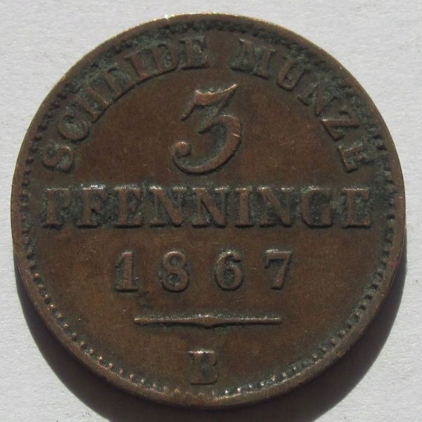 Prusy 3 pfenninge 1867 B