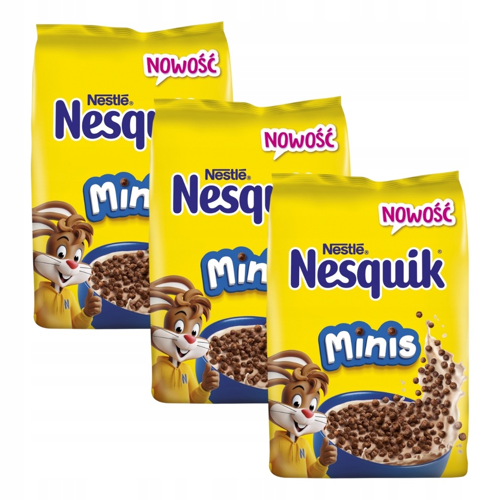 Nestlé Nesquik Minis Zbożowe kuleczki o smaku czekoladowym 3x 400 g